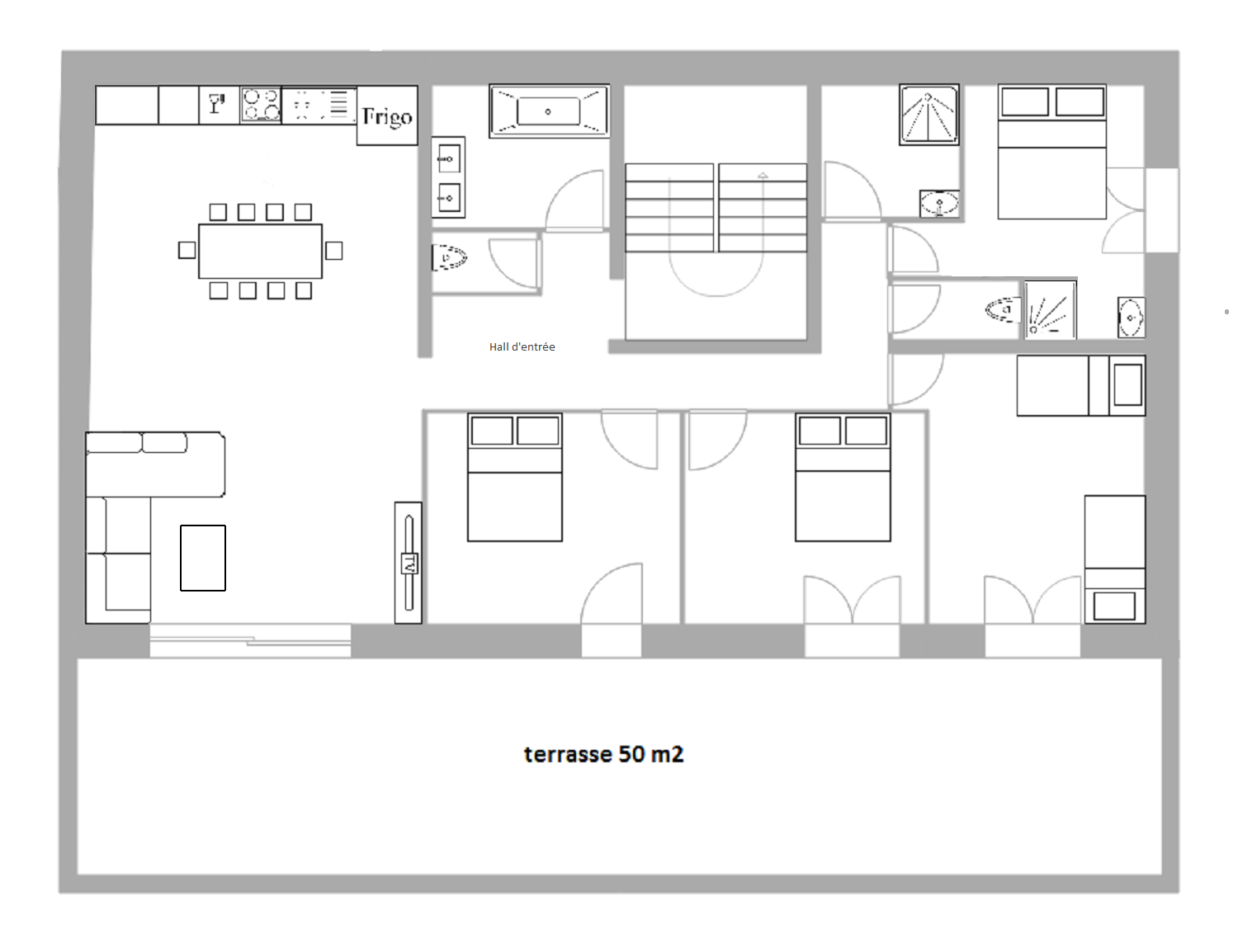 plan appartement de 50 metre carre